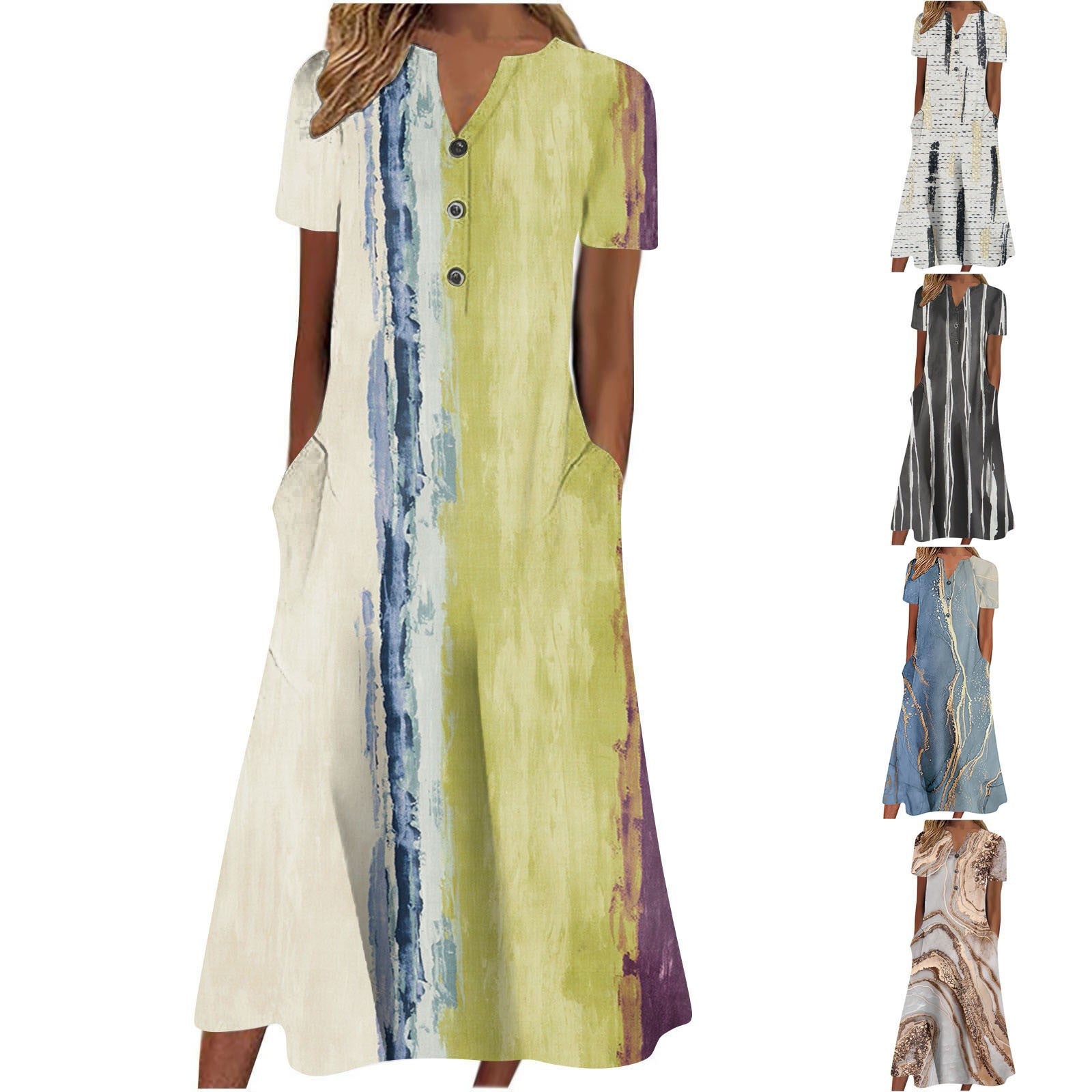 Summer Fashion Pocket Striped Sleeveless Casual Dress