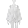 Women's Spring Sexy Pleated Ruffled Slim Fit Lantern Long Sleeve Women's T-shirt