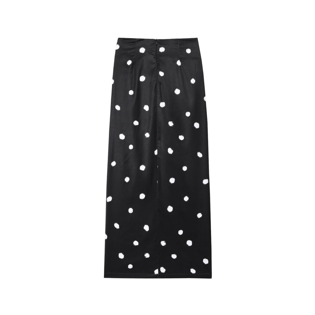 Women's Bow Polka Dot Printed Mid Waist Skirt