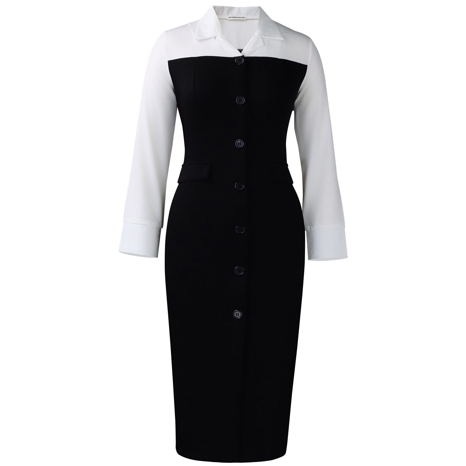 Women's Temperament Commute Stitching Shirt Long Sleeve Dress
