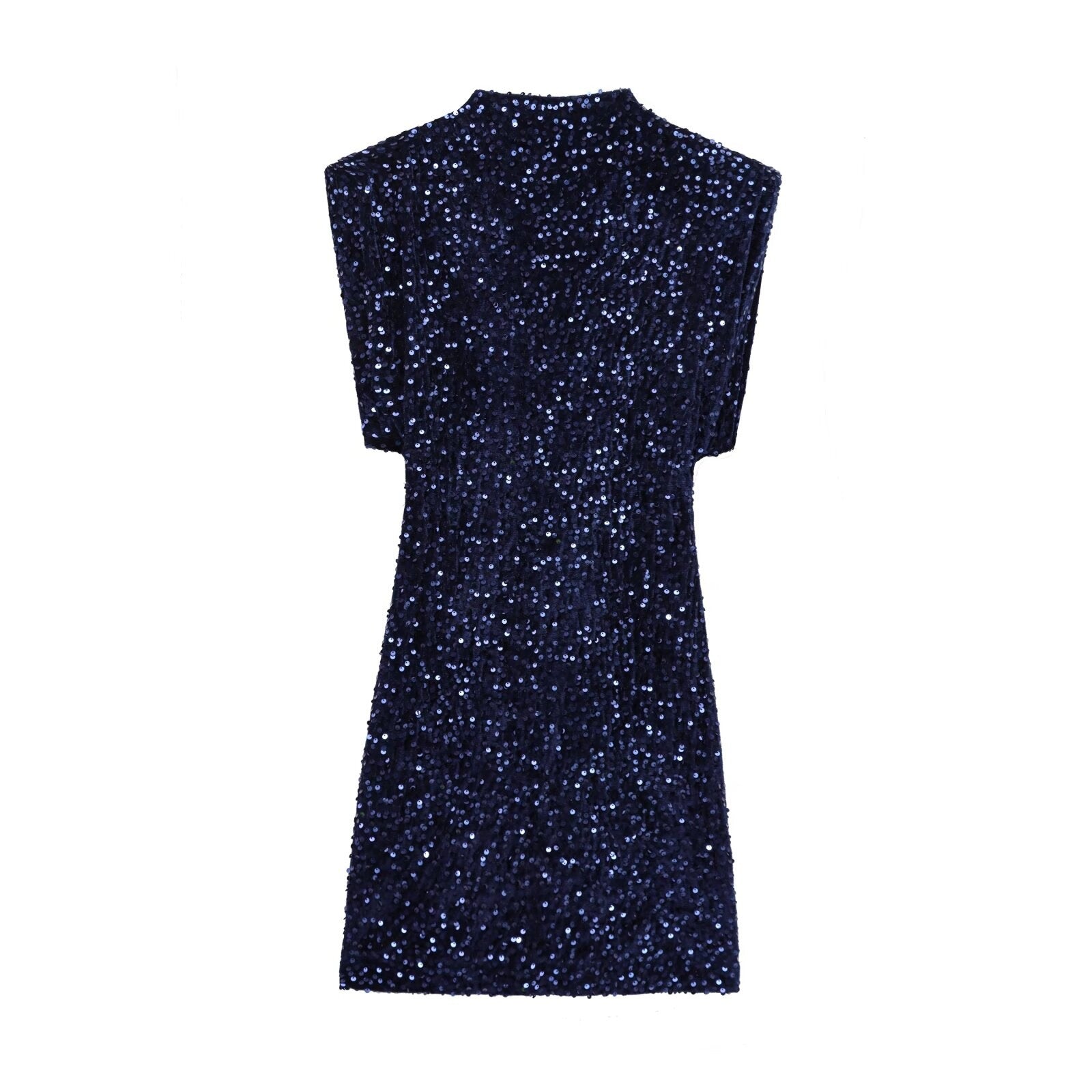 Winter Fashion French Strap Padded Shoulder Beads Dress