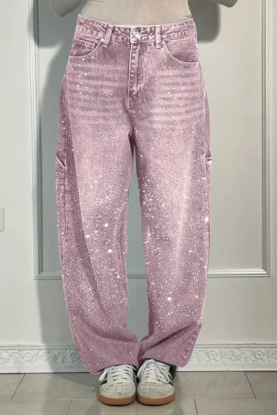 Cool Women's Fashion Starry Rhinestone Casual Women's Jeans