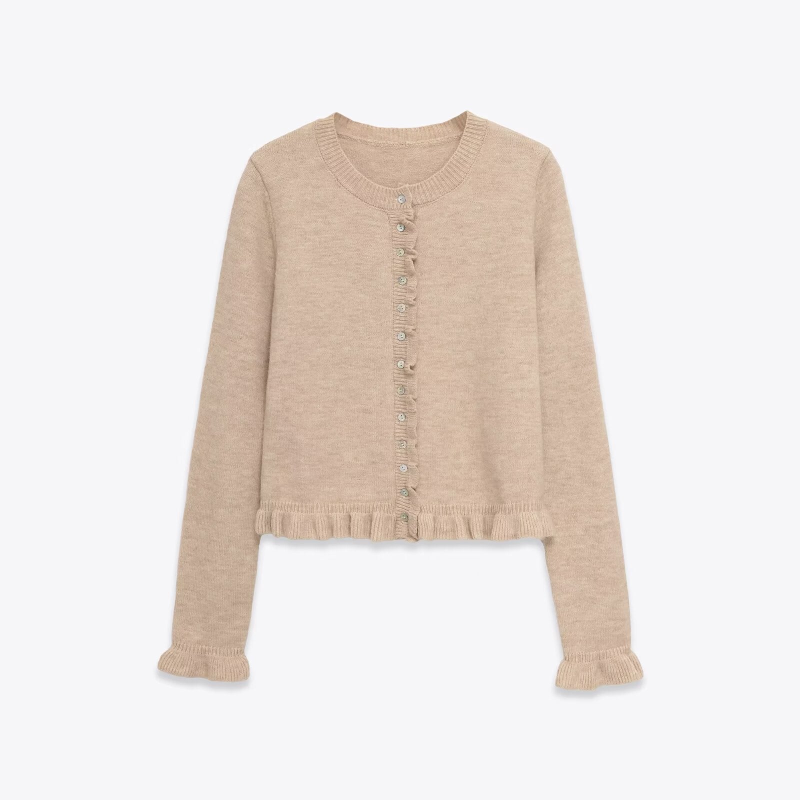 Autumn Temperament Crew Neck Simple Laminated Decoration Coats