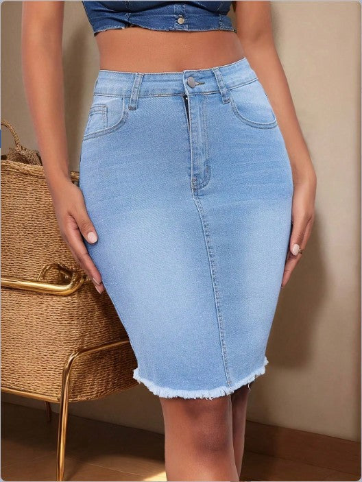 Women's Denim Slim Fit Burrs Sexy Elegant Skirt
