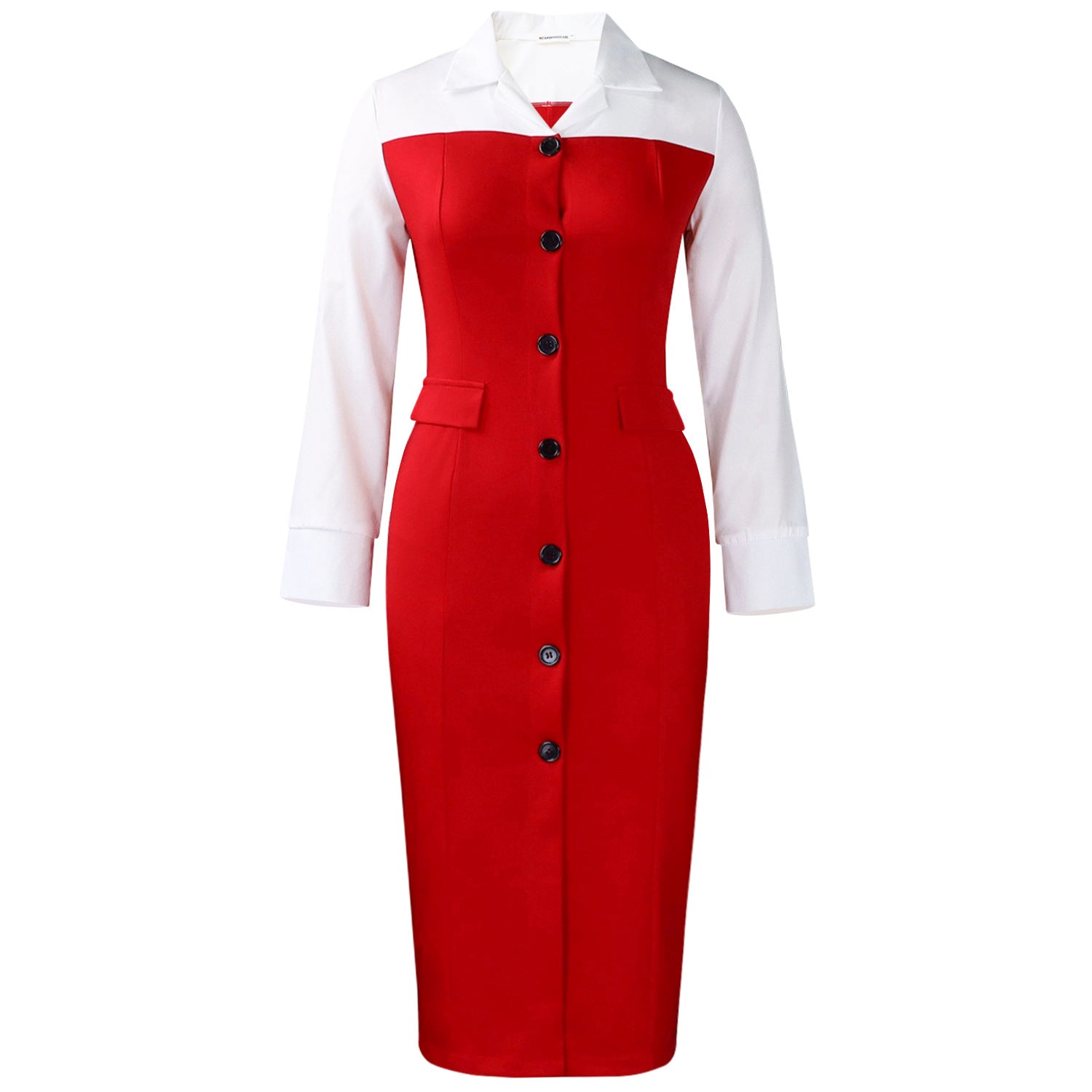 Women's Temperament Commute Stitching Shirt Long Sleeve Dress