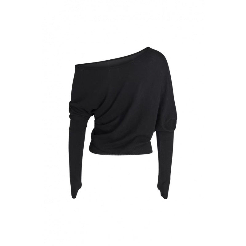Shoulder Slightly Exposed Long Sleeve Fashion Versatile Women's T-shirt