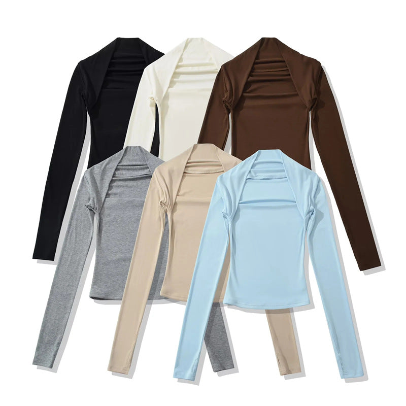 Women's Pure Desire Style Hot Square Collar Raglan Sleeve Slim Women's T-shirt