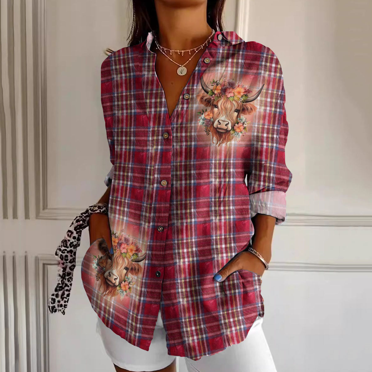 Women's Summer Casual Floral Shirt Little Daisy Blouse