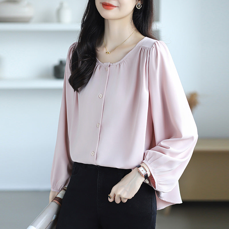 Women's Shirt Large Loose Leisure Slimming Belly Covering Elegant Blouse