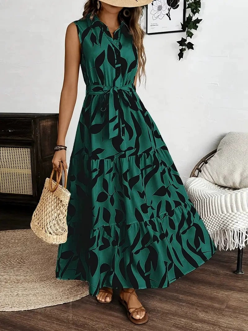 Charming Women's Temperament Printed Long Sleeve Dress