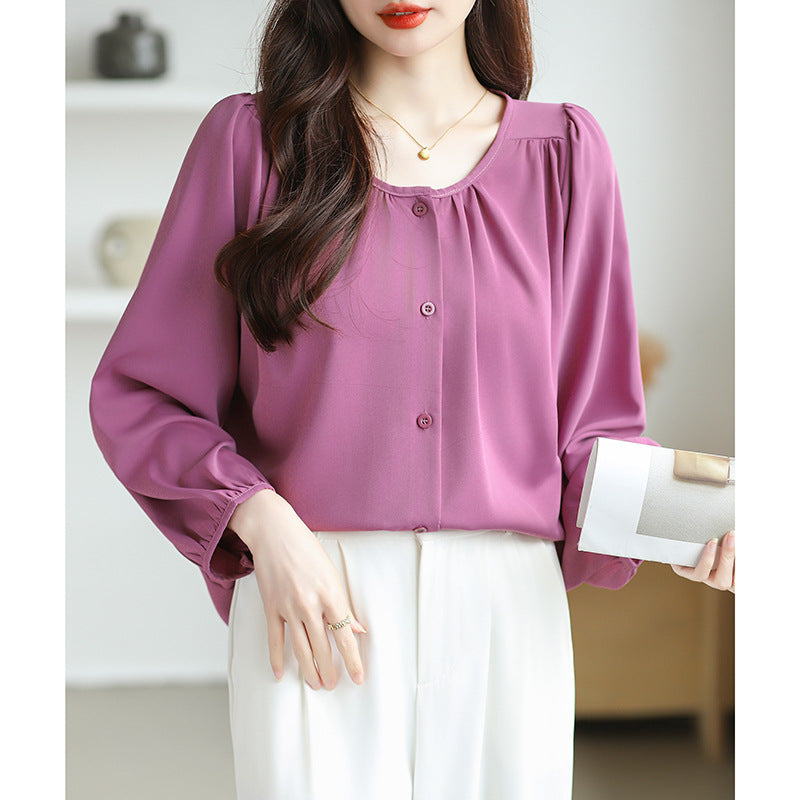 Women's Shirt Large Loose Leisure Slimming Belly Covering Elegant Blouse