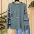 Women's Lantern Sleeve Round Neck Lace Oversleeve Women's T-shirt