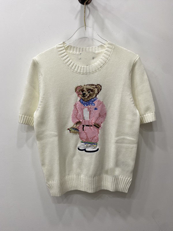 Women's High Quality Cartoon Jacquard Bear Sleeve Shorts