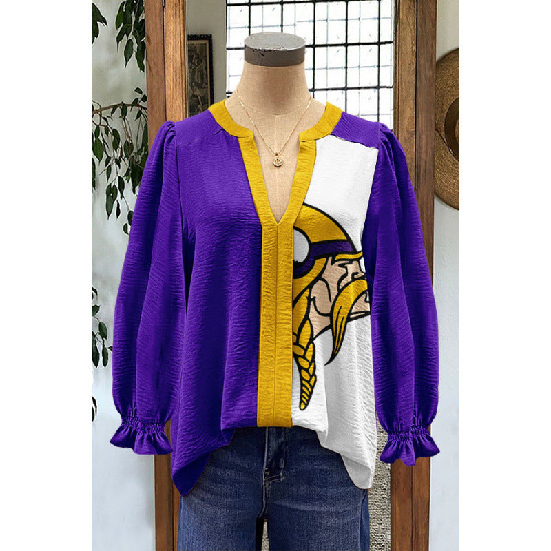 Women's Loose Flared Sleeves Long-sleeved Digital Printing Women's T-shirt