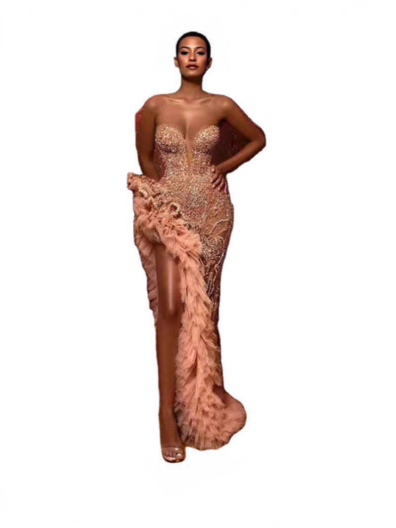 Women's Spring Sexy Sequined Tube With Tassel Clothing