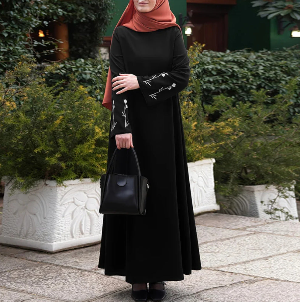 Attractive Robe Solid Color Embroidered Loose Plus Size