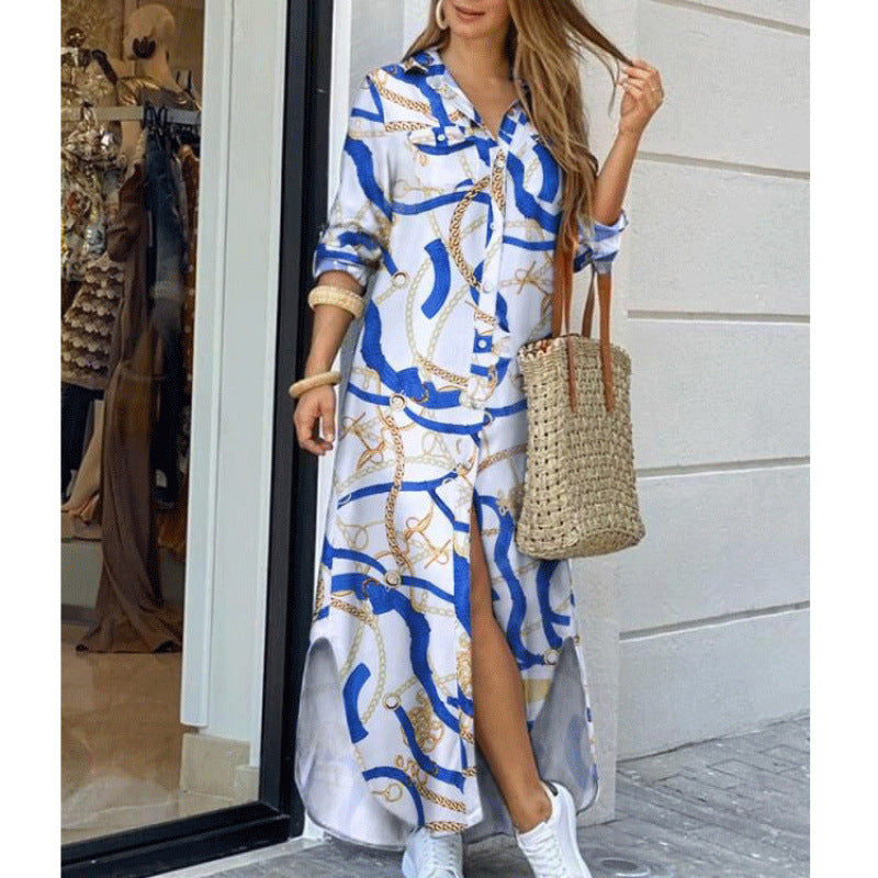 Creative Women's Fashion Sexy Print Shirtdress Dress