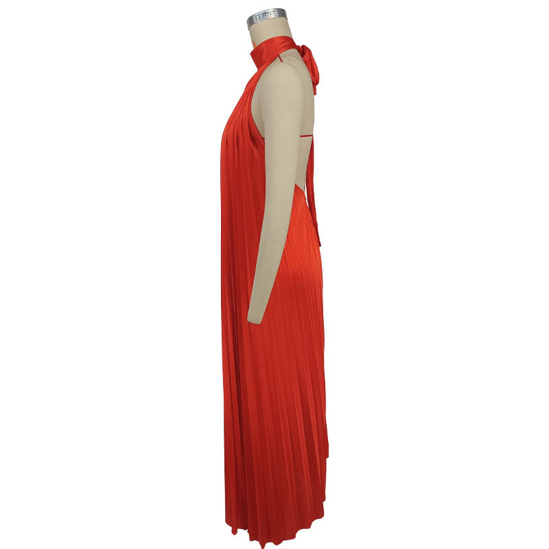Summer Fashion Sexy Loose Casual Pleated Backless Lace Dress
