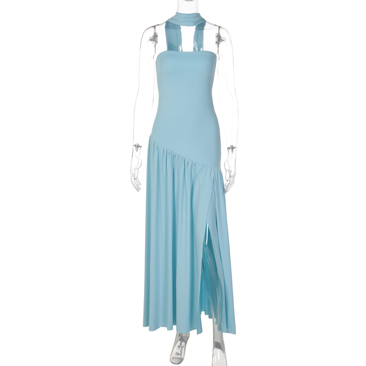 Women's Fashion Graceful Tube Slim Pure Color Split Backless Elegant Ribbon Tops