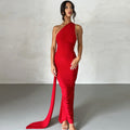 Women's Summer Sexy Backless Pleated Slim Sleeveless Elegant Dress