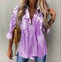 Women's Floral Print Long Sleeve Shirt Blouse