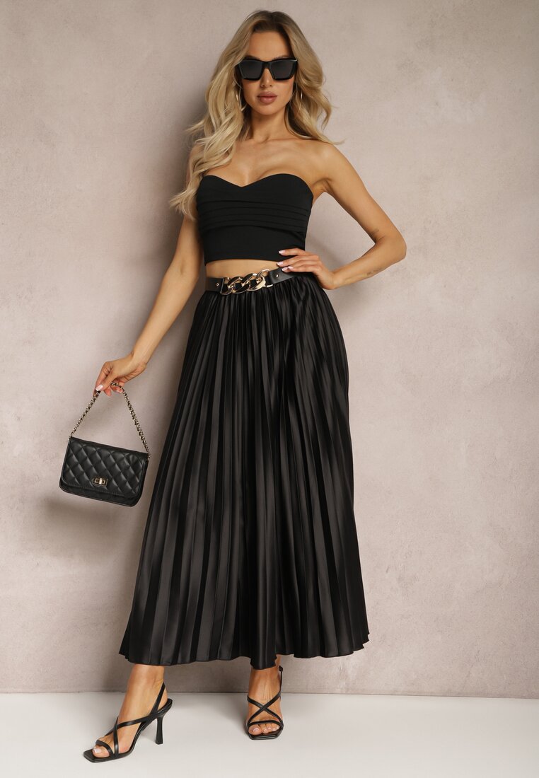 Solid Color High-grade Temperament Pleated High Skirt