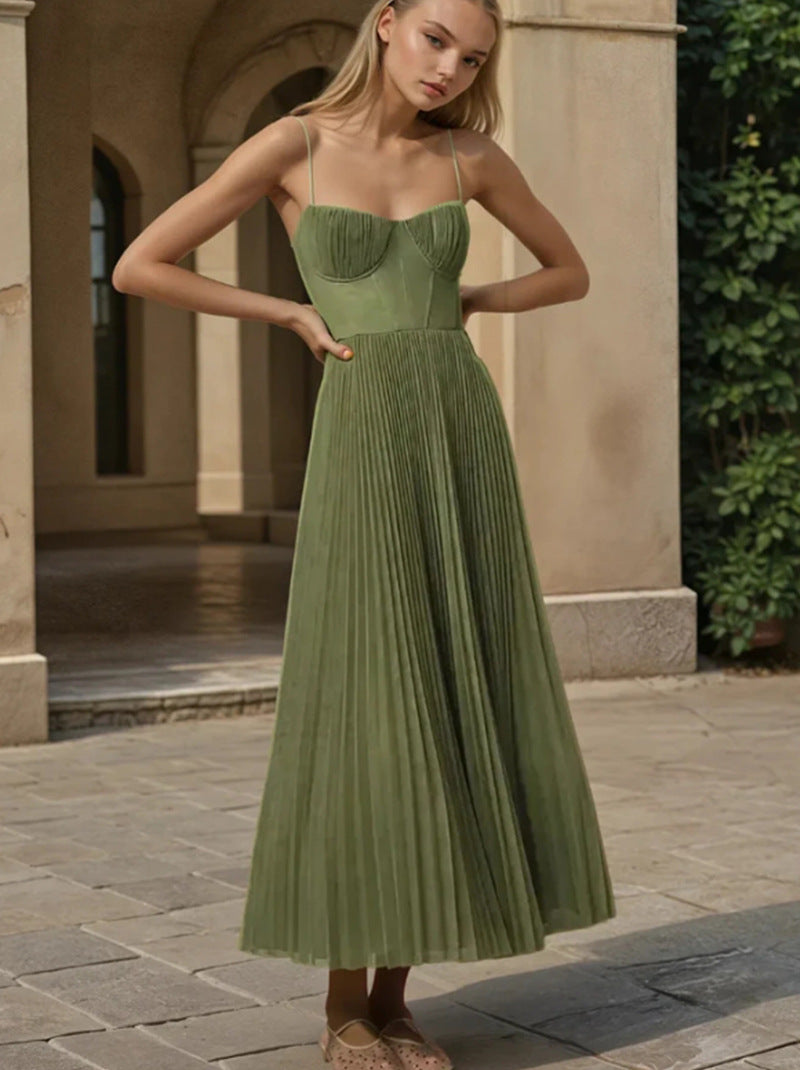 Women's Sexy Sling Backless Maxi Sleeveless Deep Bridesmaid Dress