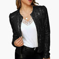 Women's Spring Fashion Stand Collar Color Matching Sequins Casual Versatile Coats