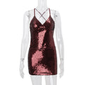 Women's Sexy Big Backless Nightclub Hot Sequined Dress