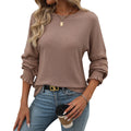 Women's Loose Casual Sunken Stripe Long-sleeved Women's T-shirt