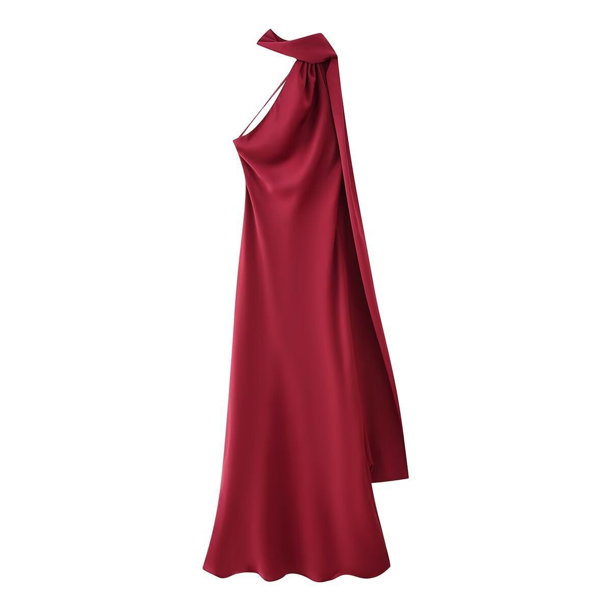 Women's Summer Silk Satin Texture Ribbon Halter Dress