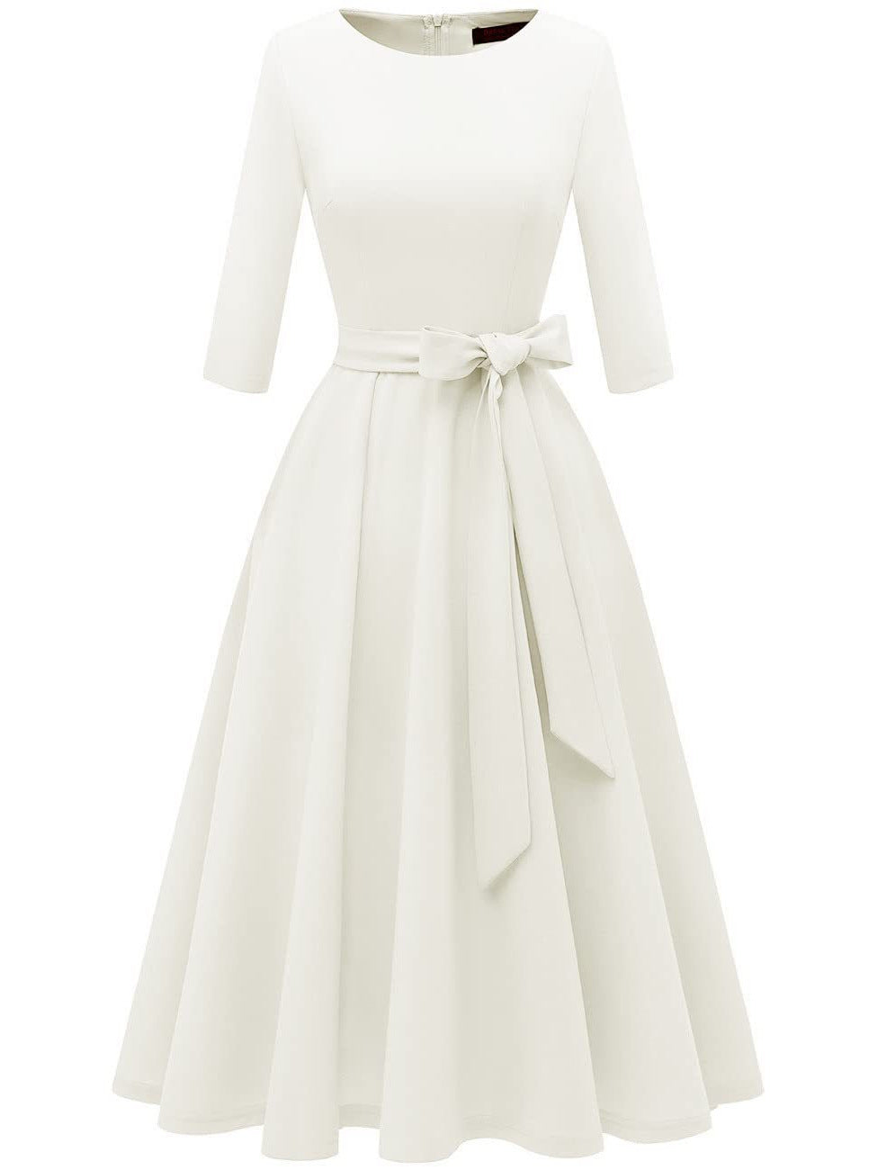 Women's Collar Three-quarter Sleeve Solid Color Temperament Leisure Large Swing Super Skirts