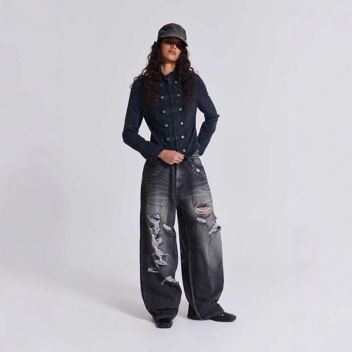Women's & Men's Washed Retro High Street Tide Trousers Women's Jeans