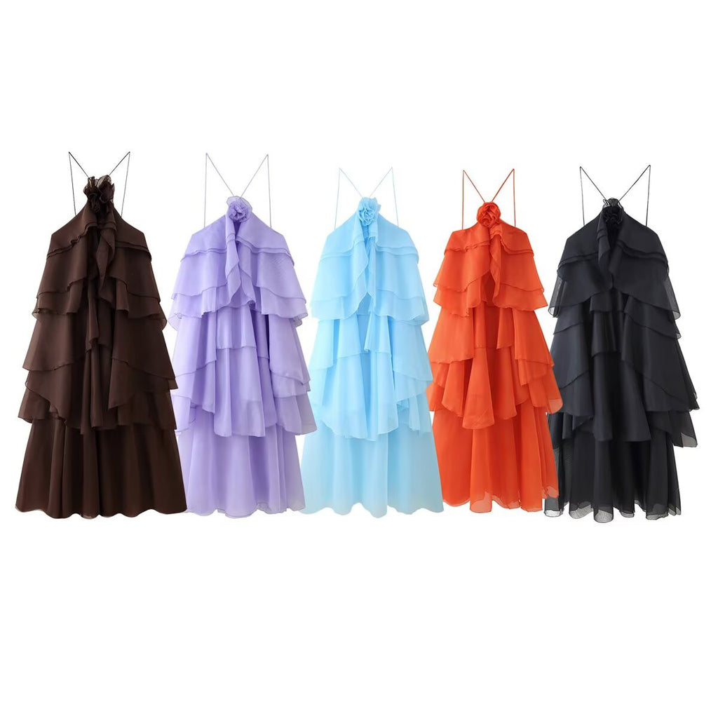 Women's Early Spring Laminated Decoration Elegant Dress