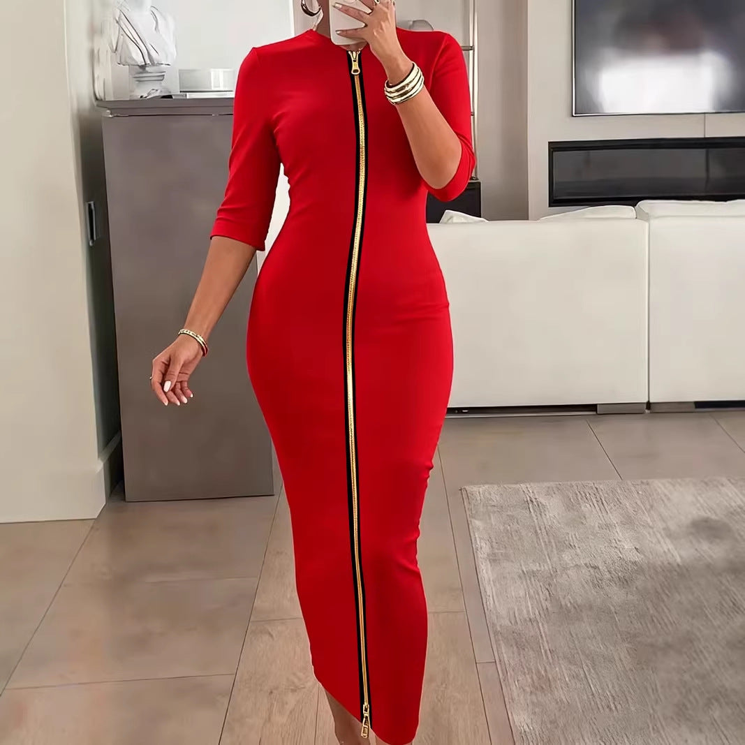 Women's Sexy Waist Trimming Hip Fashion Zipper Skirts