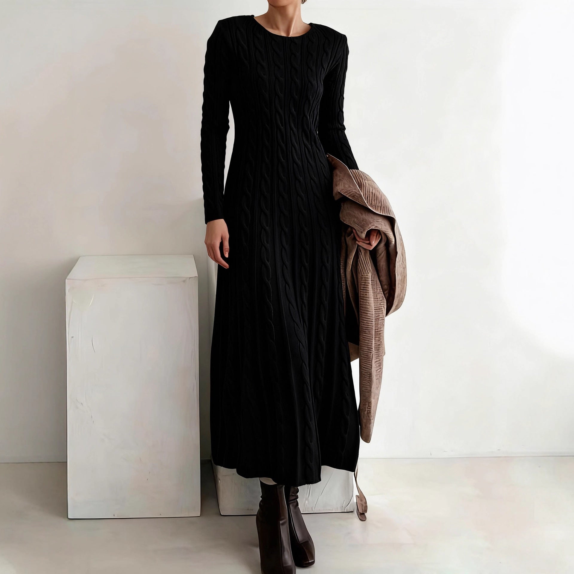 Knitted Slim Round Neck Long Inner Skirts