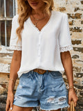 Classic Women's Shirt Hollow Lace Summer Blouse