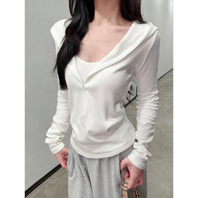 Women's Korean Casual Hoodie Autumn Invisible Zipper Stretch Coats