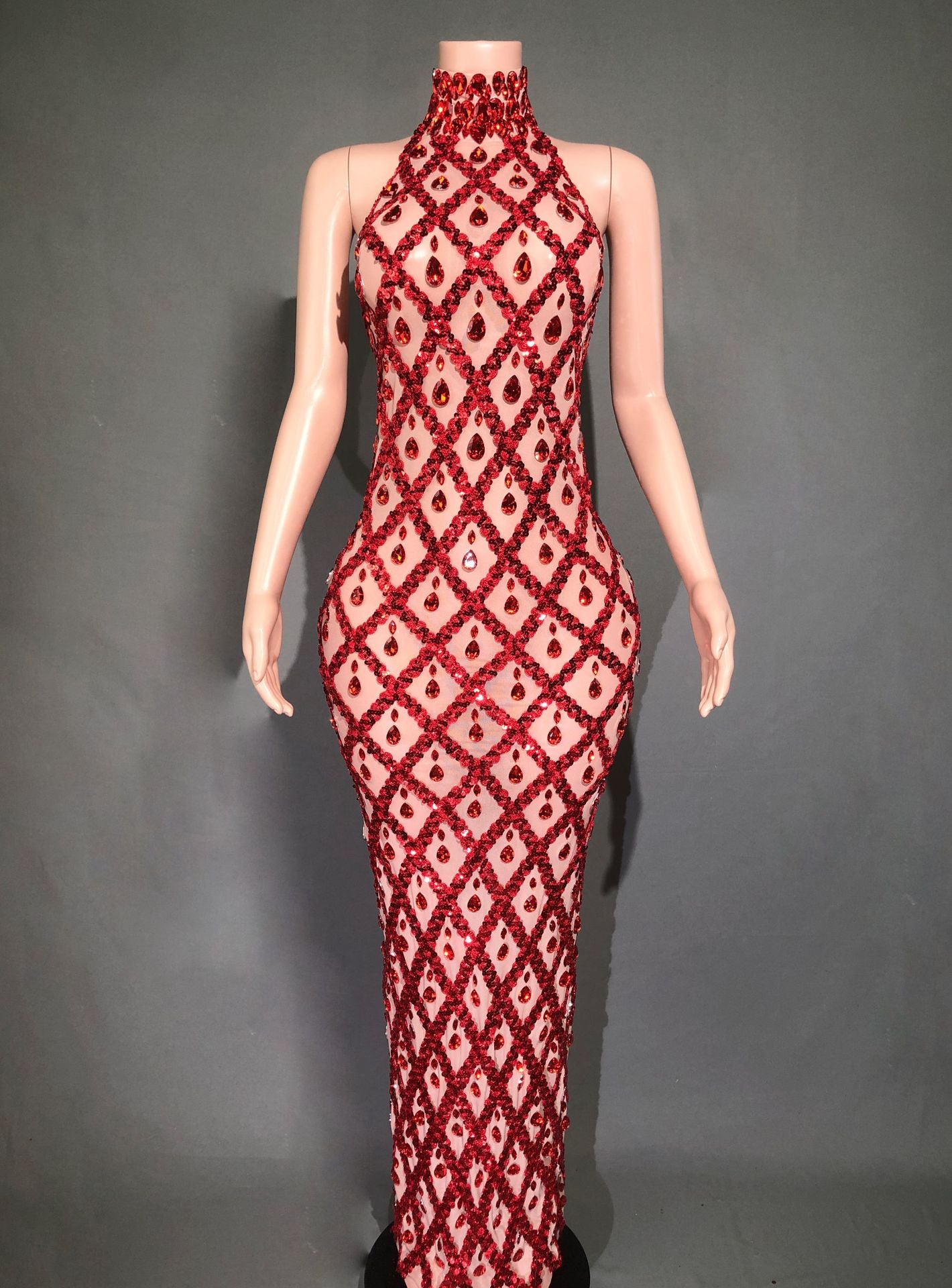 Graceful Women's Shiny Rhinestone Party Formal Dress