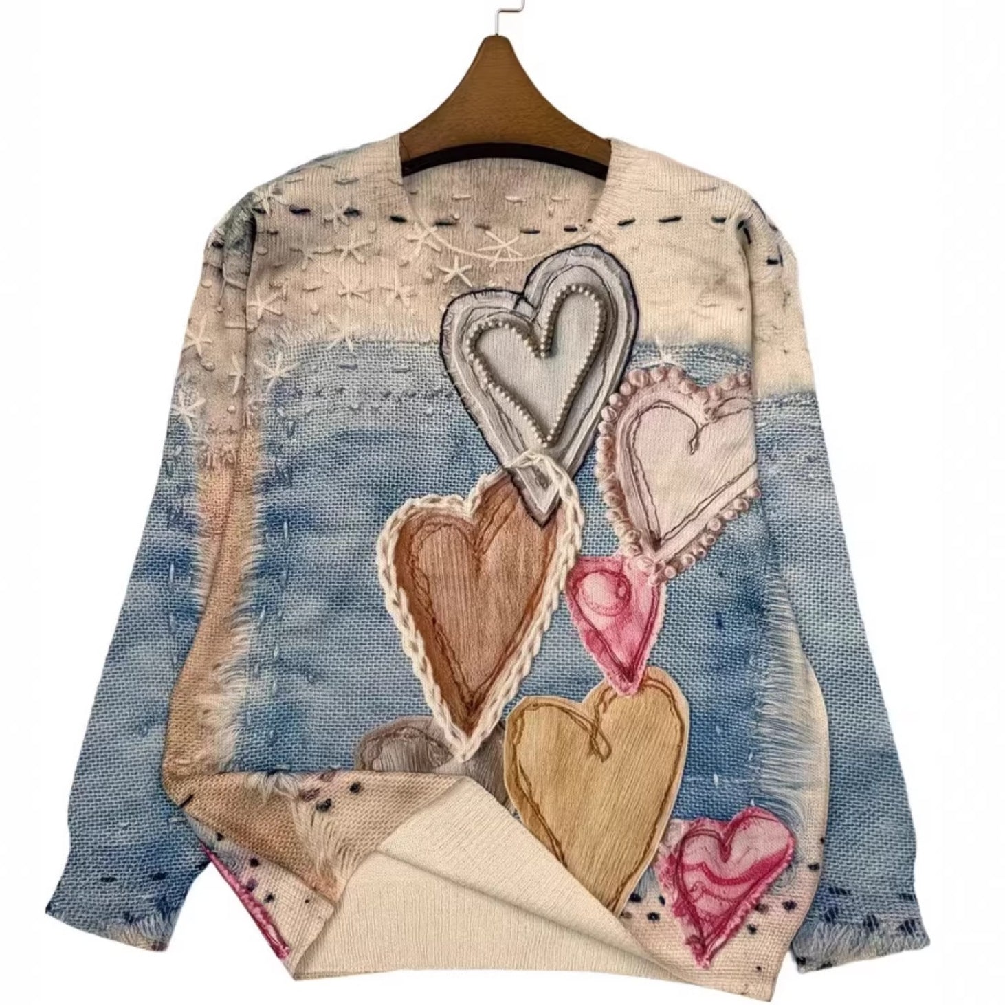 Women's Love Casual Printed Soft Comfortable Heart Women's Sweater