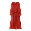 Slouchy Women's Long Sleeve Lath Pleated Dress