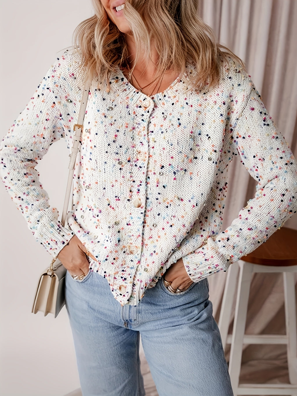 Women's Clothes Autumn Colorful Dot Splicing Pullover Women's Sweater