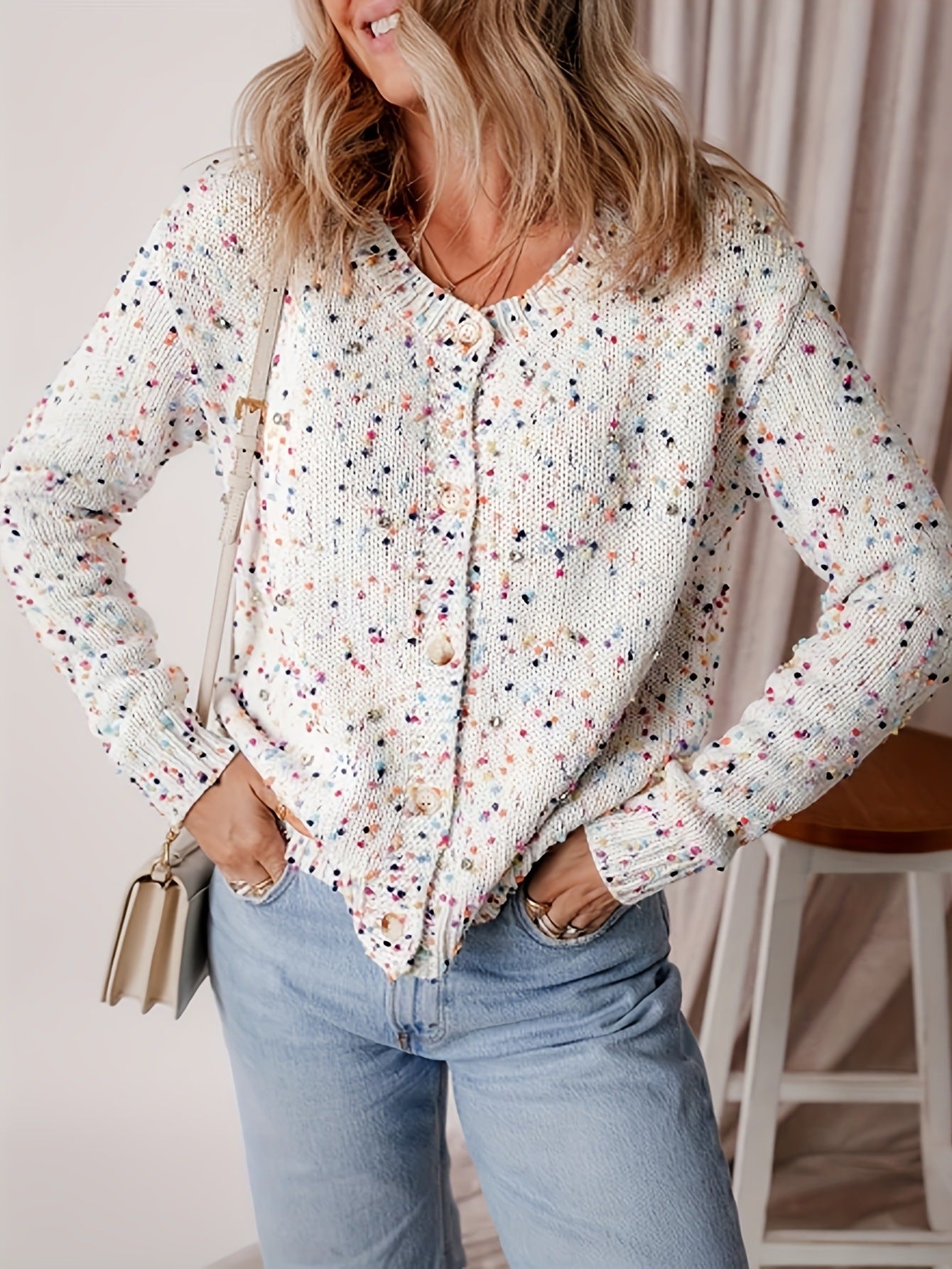 Women's Clothes Autumn Colorful Dot Splicing Pullover Women's Sweater
