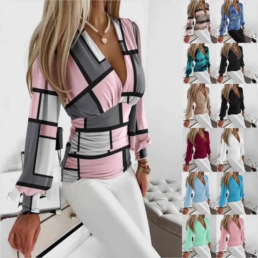 Women's Autumn Long Sleeve Fashion Printed Shirt Blouse