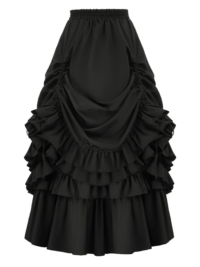 Women's Retro Style Nipped Waist Solid Color Activity Skirts