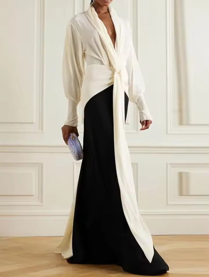 Autumn Elegant Fashionable Temperamental Irregular Solid Dress