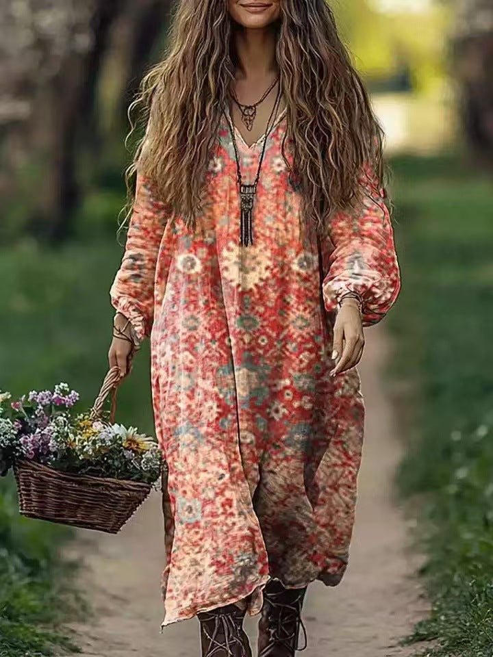 Women's Spring Printed Long-sleeved Other Elegant Dress