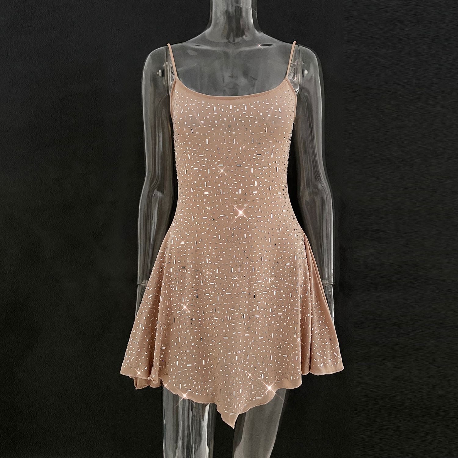Popular Women's Party Hot Drilling Half Dress