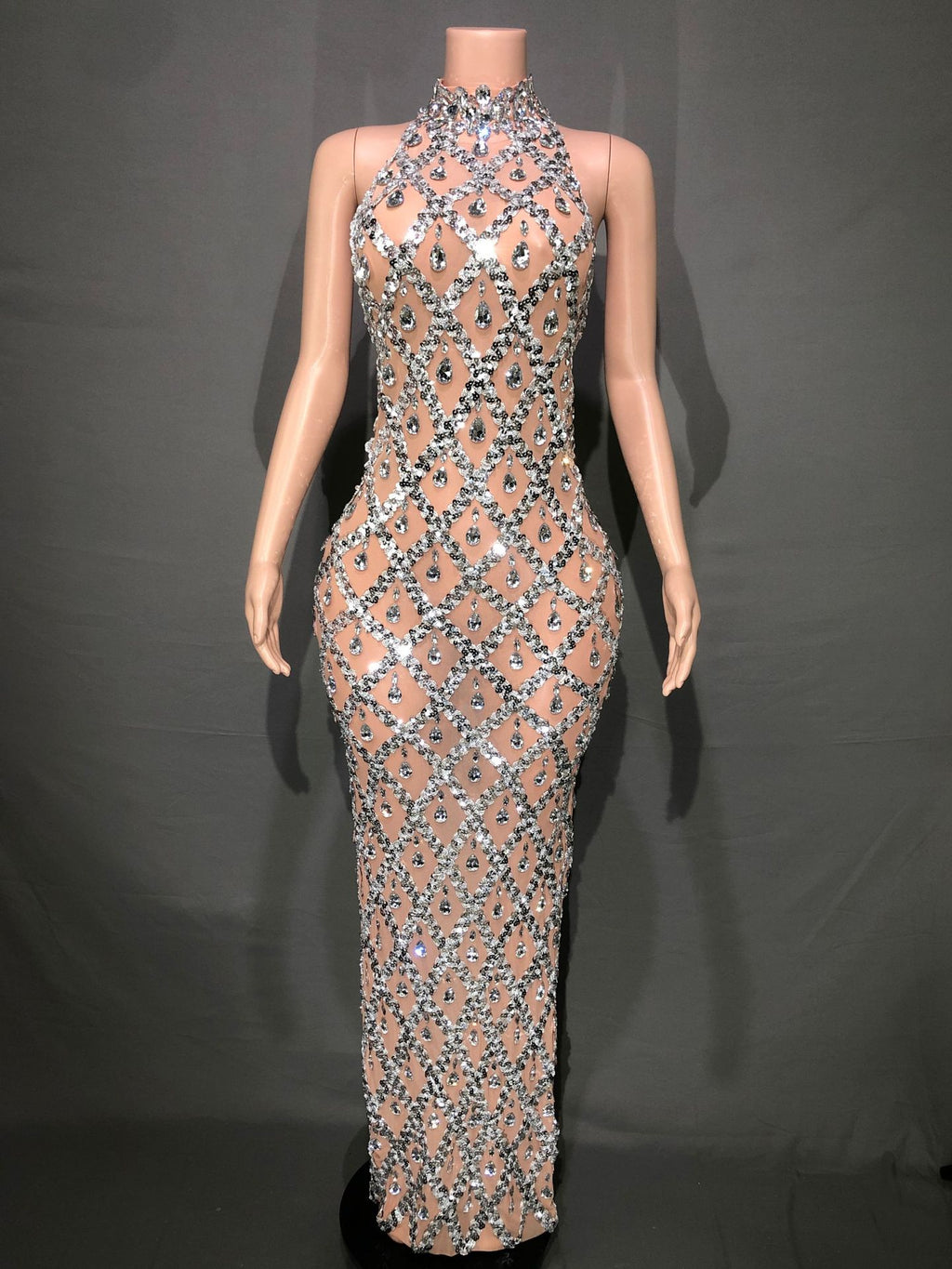 Graceful Women's Shiny Rhinestone Party Formal Dress