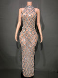 Graceful Women's Shiny Rhinestone Party Formal Dress